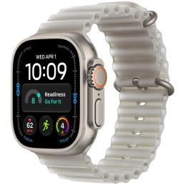 Apple Watch Ultra 4 Cellular 49mm přírodní titan s průsvitně šedým oceánským řemínkem