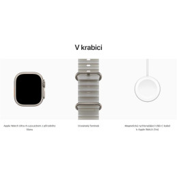 Apple Watch Ultra 4 Cellular 49mm přírodní titan s průsvitně šedým oceánským řemínkem