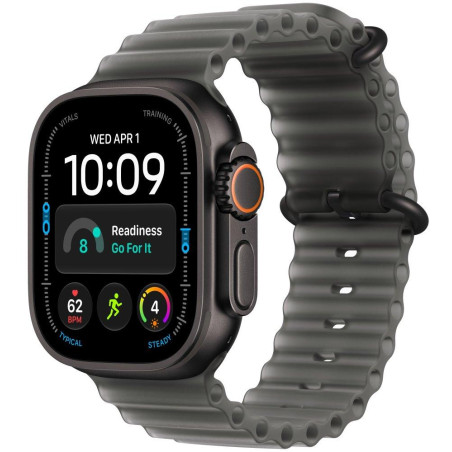 Apple Watch Ultra 4 Cellular 49mm černý titan s průsvitně černým oceánským řemínkem