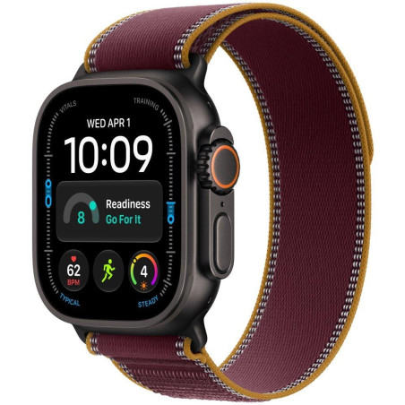 Apple Watch Ultra 4 Cellular 49mm černý titan s burgundsky červeným trailovým tahem - M/L