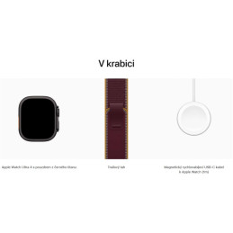 Apple Watch Ultra 4 Cellular 49mm černý titan s burgundsky červeným trailovým tahem - M/L