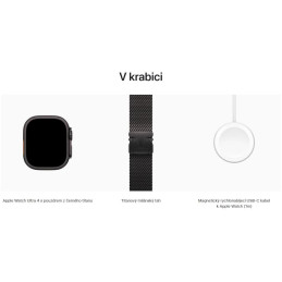 Apple Watch Ultra 4 Cellular 49mm černý titan s černým titanovým milánským tahem - M