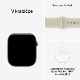 Apple Watch Series 12 Cellular 42mm světle zlatý hliník s pískovým sportovním řemínkem - S/M