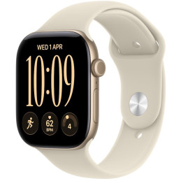 Apple Watch Series 12 Cellular 42mm světle zlatý hliník s pískovým sportovním řemínkem - M/L