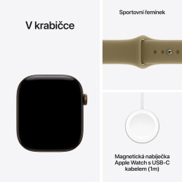 Apple Watch Series 12 Cellular 42mm tmavě bronzový hliník s olivovým sportovním řemínkem - M/L