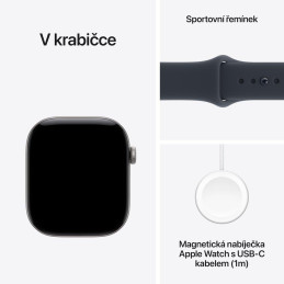 Apple Watch Series 12 Cellular 46mm Vesmírně šedý hliník s námořnicky modrým sportovním řemínkem - M/L