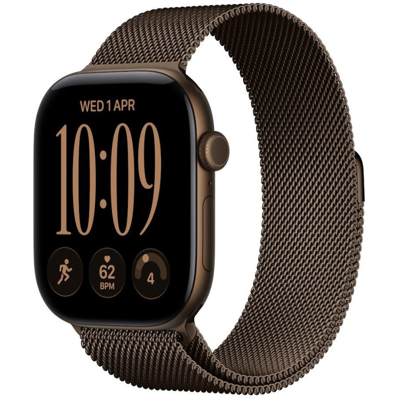 Apple Watch Series 12 Cellular 46mm tmavě bronzový hliník s tmavě bronzovým milánským tahem - S/M