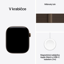 Apple Watch Series 12 Cellular 46mm tmavě bronzový hliník s tmavě bronzovým milánským tahem - M/L