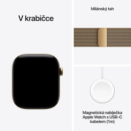 Apple Watch Series 12 Cellular 42mm zářivě zlatý titan se zářivě zlatým milánským tahem