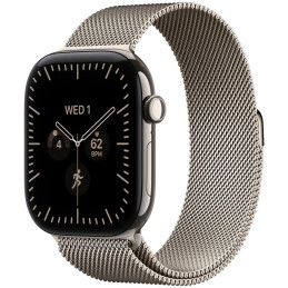 Apple Watch Series 12 Cellular 46mm přírodní titan s přírodním milánským tahem - S/M