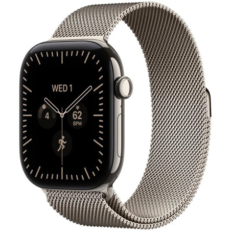 Apple Watch Series 12 Cellular 46mm přírodní titan s přírodním milánským tahem - S/M