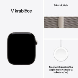 Apple Watch Series 12 Cellular 46mm přírodní titan s přírodním milánským tahem - S/M