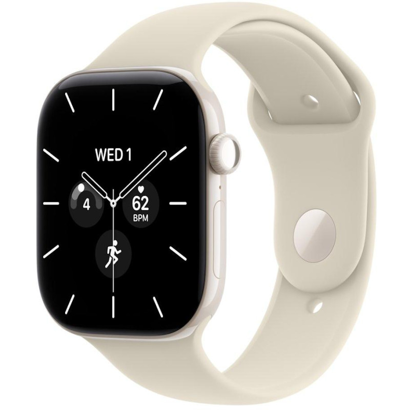 Apple Watch Series 12 Cellular 42mm perlově bílá keramika  s pískovým sportovním řemínkem - S/M