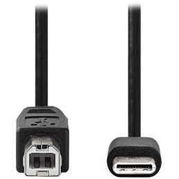 NEDIS kabel USB 2.0/ zástrčka USB-C - zástrčka USB-B/ 480 Mbps/ poniklovaný/ černý/ bulk/ 1m