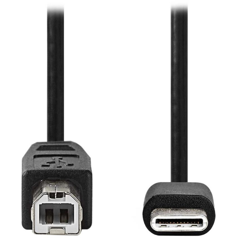 NEDIS kabel USB 2.0/ zástrčka USB-C - zástrčka USB-B/ 480 Mbps/ poniklovaný/ černý/ bulk/ 1m