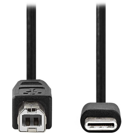 NEDIS kabel USB 2.0/ zástrčka USB-C - zástrčka USB-B/ 480 Mbps/ poniklovaný/ černý/ bulk/ 1m