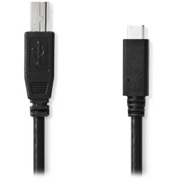 NEDIS kabel USB 2.0/ zástrčka USB-C - zástrčka USB-B/ 480 Mbps/ poniklovaný/ černý/ bulk/ 1m