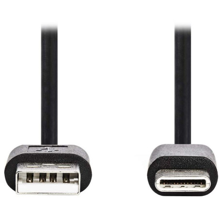 NEDIS kabel USB 2.0/ zástrčka USB-A - zástrčka USB-C/ 5 W/ 480 Mbps/ poniklovaný/ černý/ bulk/ 2m
