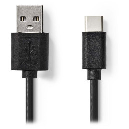 NEDIS kabel USB 2.0/ zástrčka USB-A - zástrčka USB-C/ 5 W/ 480 Mbps/ poniklovaný/ černý/ bulk/ 2m