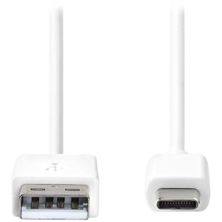 NEDIS kabel USB 2.0/ zástrčka USB-A - zástrčka USB-C/ 15 W/ 480 Mbps/ poniklovaný/ bílý/ bulk/ 50cm