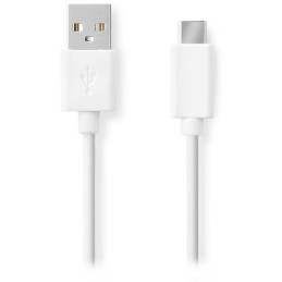 NEDIS kabel USB 2.0/ zástrčka USB-A - zástrčka USB-C/ 15 W/ 480 Mbps/ poniklovaný/ bílý/ bulk/ 2m