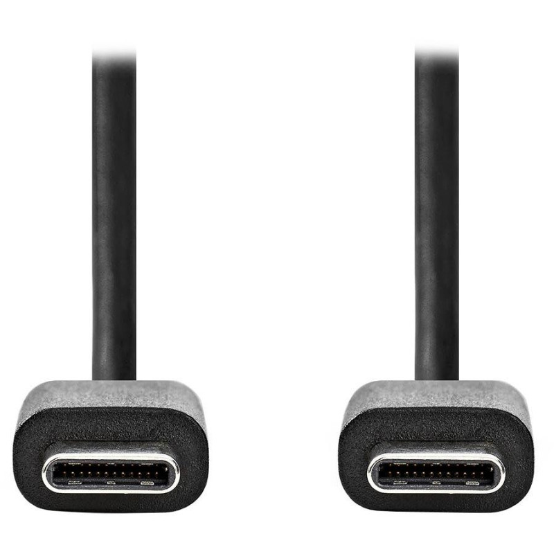 NEDIS kabel USB 2.0/ zástrčka USB-C - zástrčka USB-C/ 60 W/ 480 Mbps/ poniklovaný/ černý/ bulk/ 3m