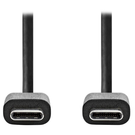 NEDIS kabel USB 2.0/ zástrčka USB-C - zástrčka USB-C/ 60 W/ 480 Mbps/ poniklovaný/ černý/ bulk/ 3m