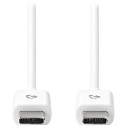 NEDIS kabel USB 2.0/ zástrčka USB-C - zástrčka USB-C/ 60 W/ 480 Mbps/ poniklovaný/ bílý/ bulk/ 1m