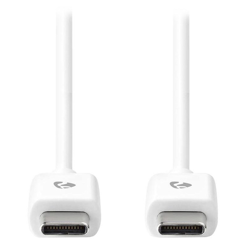 NEDIS kabel USB 2.0/ zástrčka USB-C - zástrčka USB-C/ 60 W/ 480 Mbps/ poniklovaný/ bílý/ bulk/ 1m