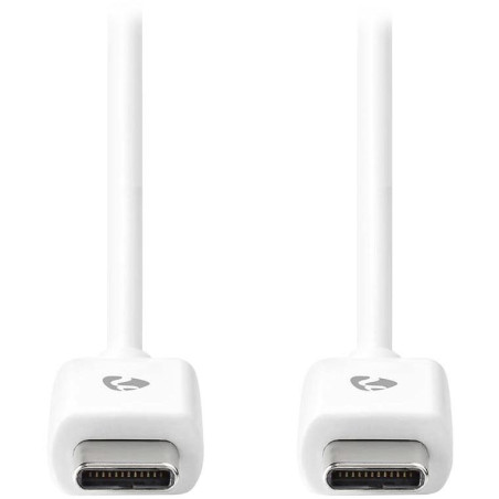 NEDIS kabel USB 2.0/ zástrčka USB-C - zástrčka USB-C/ 60 W/ 480 Mbps/ poniklovaný/ bílý/ bulk/ 1m