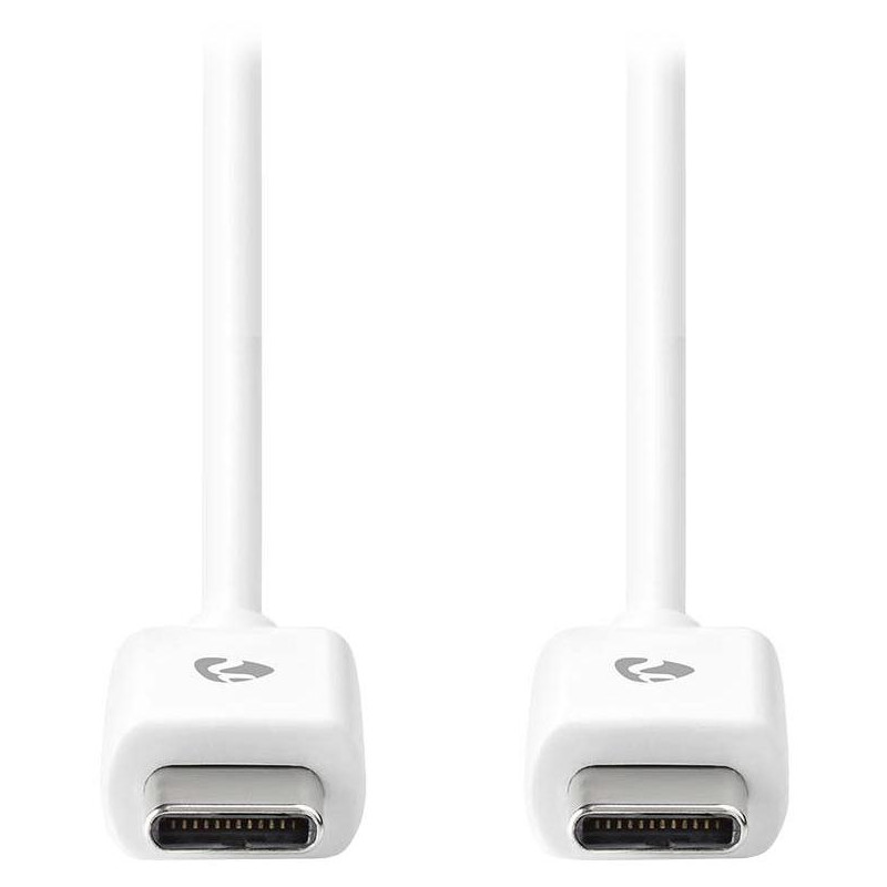 NEDIS kabel USB 2.0/ zástrčka USB-C - zástrčka USB-C/ 60 W/ 480 Mbps/ poniklovaný/ bílý/ bulk/ 2m