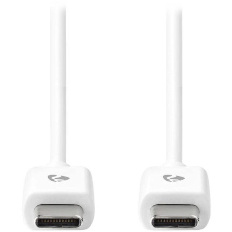 NEDIS kabel USB 2.0/ zástrčka USB-C - zástrčka USB-C/ 60 W/ 480 Mbps/ poniklovaný/ bílý/ bulk/ 2m