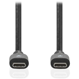 NEDIS kabel USB 3.2 Gen 1/ zástrčka USB-C - zástrčka USB-C/ 60 W/ 4K@60Hz/ 5 Gbps/ poniklovaný/ černý/ box/ 1m