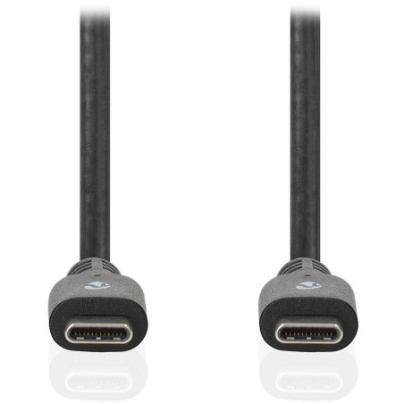 NEDIS kabel USB 3.2 Gen 1/ zástrčka USB-C - zástrčka USB-C/ 60 W/ 4K@60Hz/ 5 Gbps/ poniklovaný/ černý/ box/ 1m
