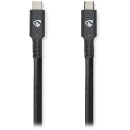 NEDIS kabel USB 3.2 Gen 1/ zástrčka USB-C - zástrčka USB-C/ 60 W/ 4K@60Hz/ 5 Gbps/ poniklovaný/ černý/ box/ 1m
