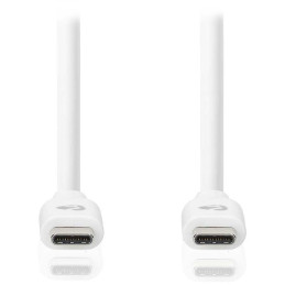 NEDIS kabel USB 3.2 Gen 1/ zástrčka USB-C - zástrčka USB-C/ 60 W/ 4K@60Hz/ 5 Gbps/ poniklovaný/ bílý/ box/ 1m