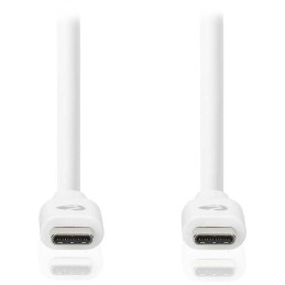 NEDIS kabel USB 3.2 Gen 1/ zástrčka USB-C - zástrčka USB-C/ 60 W/ 4K@60Hz/ 5 Gbps/ poniklovaný/ bílý/ box/ 2m