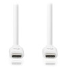NEDIS kabel USB 3.2 Gen 1/ zástrčka USB-C - zástrčka USB-C/ 60 W/ 4K@60Hz/ 5 Gbps/ poniklovaný/ bílý/ box/ 2m