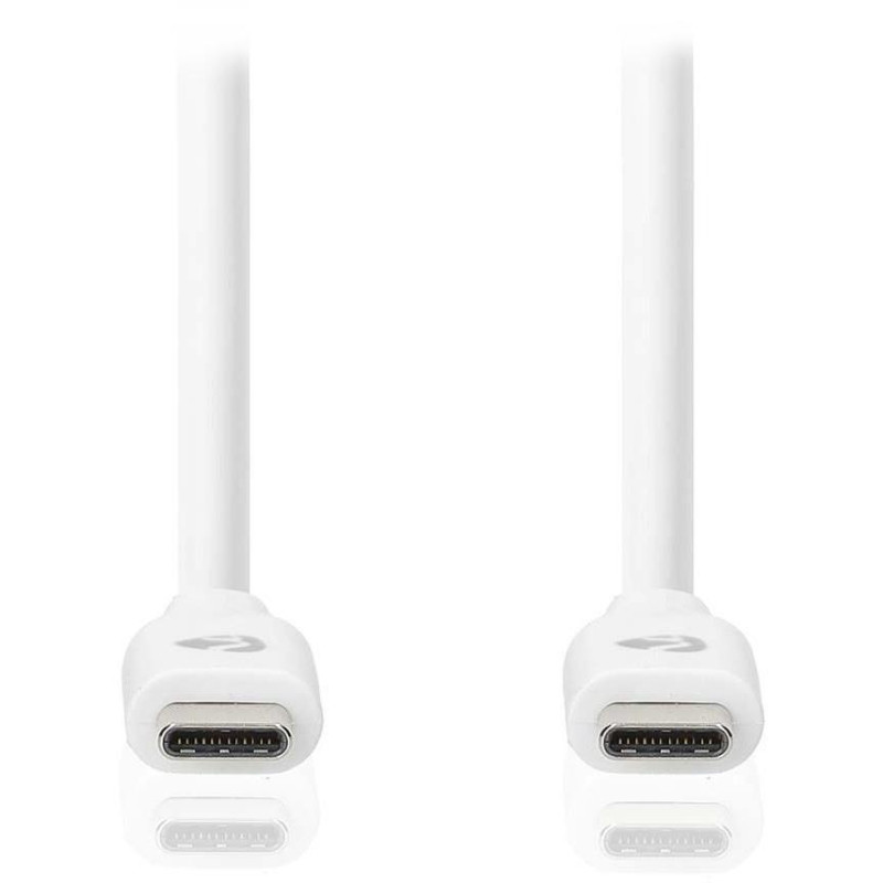 NEDIS kabel USB 3.2 Gen 1/ zástrčka USB-C - zástrčka USB-C/ 60 W/ 4K@60Hz/ 5 Gbps/ poniklovaný/ bílý/ box/ 3m