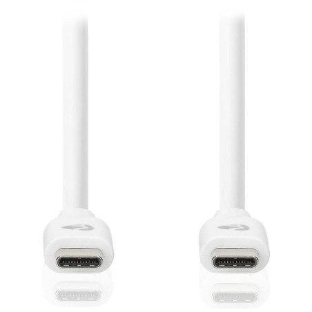 NEDIS kabel USB 3.2 Gen 1/ zástrčka USB-C - zástrčka USB-C/ 60 W/ 4K@60Hz/ 5 Gbps/ poniklovaný/ bílý/ box/ 3m