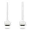 NEDIS kabel USB 3.2 Gen 1/ zástrčka USB-C - zástrčka USB-C/ 60 W/ 4K@60Hz/ 5 Gbps/ poniklovaný/ bílý/ box/ 3m