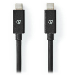 NEDIS kabel USB 3.2 Gen 2/ zástrčka USB-C - zástrčka USB-C/ 100 W/ 4K@60Hz/ 20 Gbps/ poniklovaný/ černý/ box/ 1m