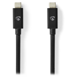 NEDIS kabel USB 4.0 Gen 2x2/ zástrčka USB-C - zástrčka USB-C/ 240 W/ 8K@60Hz/ 20 Gbps/ poniklovaný/ černý/ box/ 2m