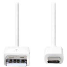 NEDIS kabel USB 2.0/ zástrčka USB-A - zástrčka USB-C/ 15 W/ 480 Mbps/ poniklovaný/ bílý/ bulk/ 1m