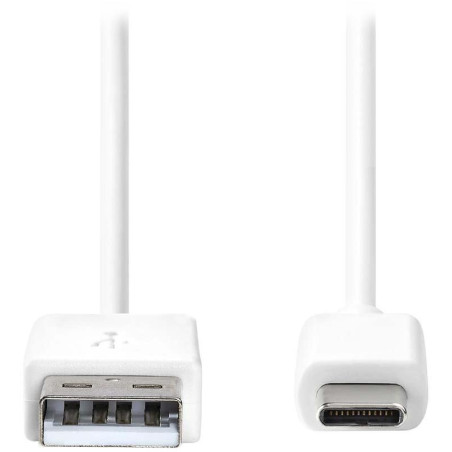 NEDIS kabel USB 2.0/ zástrčka USB-A - zástrčka USB-C/ 15 W/ 480 Mbps/ poniklovaný/ bílý/ bulk/ 1m