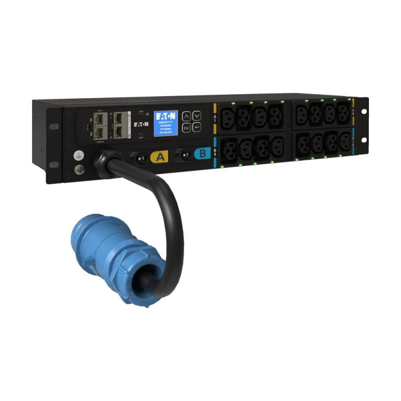 EATON ePDU G4: Řízené IEC 2U,32A, IEC60309 input, 3m cord, 1ph, 3.7 KW, 100-240V,16 outlets (8)C13, (8)C39