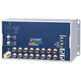 Planet PoE switch 16x Gb 802.3at, 2x 10 Gb, 1x Bypass, M12 konektory, 2x 10G Q-ODC, IP40, -40+70°C, 24-110 VDC