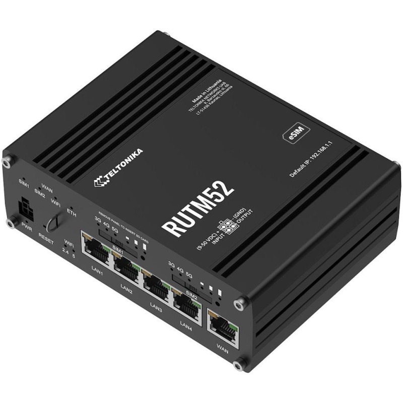 Teltonika RUTM52 průmyslový router, dual SIM + eSIM, 5G dual modem, 5x GLAN,  WiFi 5