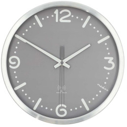NEDIS nástěnné hodiny/ průměr 300 mm/ rádiem řízený čas/ tichý pohyb/ hliník/ šedé