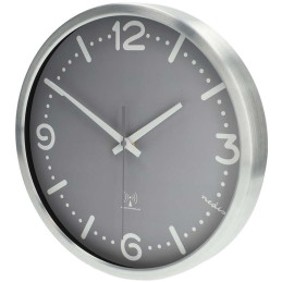 NEDIS nástěnné hodiny/ průměr 300 mm/ rádiem řízený čas/ tichý pohyb/ hliník/ šedé